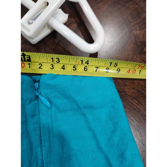 Vintage Sag Harbor Turquoise Embroidered Sequin Cotton Skirt Size 16 Art to Wear - Picture 6 of 7